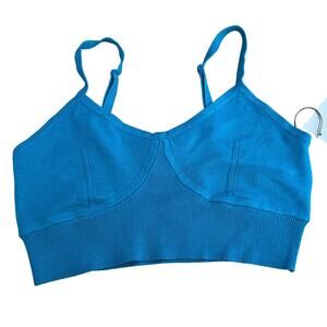 A New Day Women's Blue V-Neck Bralette Sweater - Size Medium - NWT